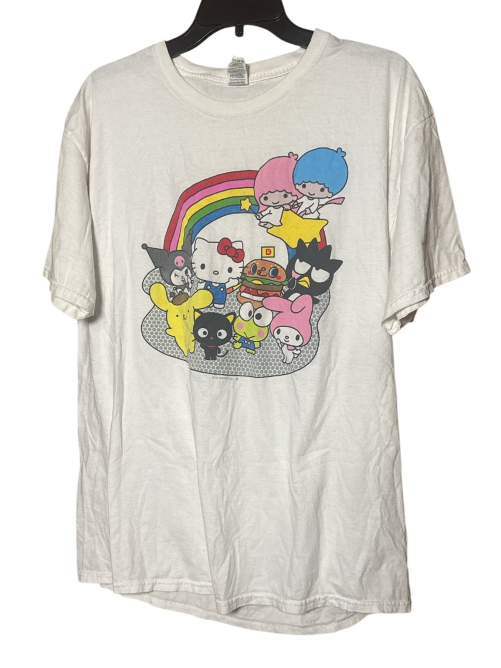 Fruit of the Loom Hello Kitty Tee with Colorful Sanrio Characters - Size L